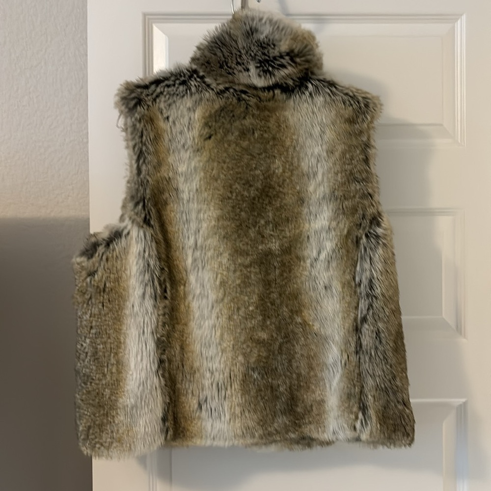 Weatherproof reversible faux fur and brown SZ L high funnel neck puffy gorpcore - Picture 9 of 16